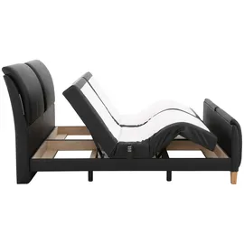 Home Affaire Boxspringbett HOME AFFAIRE "Messina2", schwarz, B:186cm L:240cm, Holzwerkstoff, Kunstleder, Massivholz, Komplettbetten, Boxspringbett, Liegekomfort elektrisch Verstellbar