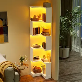 stilvora Eckbücherregal 63,5 x 45 x 175 cm Weiß
