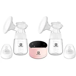 Lorelli elektrische Doppelmilchpumpe Daily Comfort LCD-Anzeige mit zwei Flaschen pink