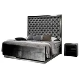 Xlmoebel Schlafzimmer-Set Boxspringbett Bett 2x Nachttisch 3 tlg. Schlafzimmer Set Möbel, Hergestellt in Europa grau