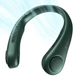 JISULIFE Tragbarer Hals-Ventilator ohne Flügel, 5 Geschwindigkeiten, 4000 mAh Batteriebetriebener tragbarer persönlicher Ventilator, Geschenk für Frauen und Männer - Dunkelgrün