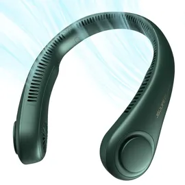 JISULIFE Tragbarer Hals-Ventilator ohne Flügel, 5 Geschwindigkeiten, 4000 mAh Batteriebetriebener tragbarer persönlicher Ventilator, Geschenk für Frauen und Männer - Dunkelgrün