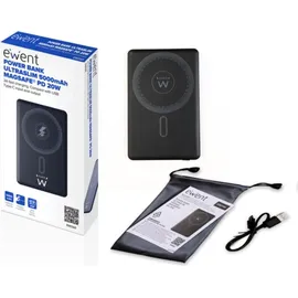 ewent Power Bank EW1160 UltraSlim 5000mAh MagSafe® PD 20W - Tragbares Schnellladegerät, kompakt, kompatibel mit iPhone, Samsung, Xiaomi, iPad