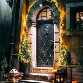 ECD Germany LED Cluster Lichterkette 8m 400 LEDs Extra Warmweiß, 8 Modi, IP44