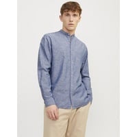 JACK & JONES Langarmhemd »JJESUMMER BAND LINEN BLEND SHIRT LS SN«, Gr. XS - N-Gr, faded denim, , 57715465-XS N-Gr