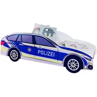 Kids Collective Autobett Kinderbett Jugendbett 80x160 cm Kinder Spielbett mit Matratze | Polizei Polizeiauto Polizist