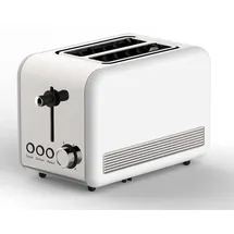 Schäfer Elektronik Toaster Retro 2-Scheiben Toaster Toastautomat 850 Watt Weiß/Silber