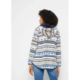 bonprix Kapuzen-Fleecejacke mit Norweger-Muster Beige XXL