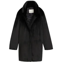 TOM TAILOR Damen Mantel in Fell Optik, schwarz, Uni, Gr. XL