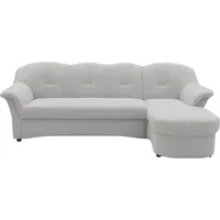 Ecksofa DOMO COLLECTION "Flores Schlafsofa, B/T/H: 233/142/86 cm, L-Form" Sofas Gr. B/H/T: 231cm x 84cm x 142cm, Luxus-Microfaser, Recamiere rechts, ohne Funktion-ohne Federkern, silberfarben (silber) wahlweise mit Bettfunktion, Federkern, auch in Leder