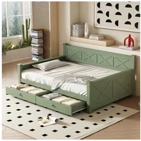 STILVORA Schlafsofa mit matratze und bettfunktion,Tagesbett 90x200 mit 2 Schubladen, Flachbett 90x200 cm mit Lattenrost & 2 Schubladen, mit matratze grün