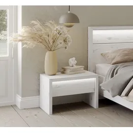 Home Affaire Massivholzbett HOME AFFAIRE "Moivre", weiß, B:209cm H:97cm L:214cm, Betten, Massivholzbett, inkl. LED-Beleuchtung