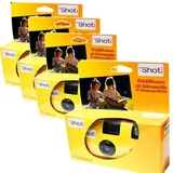 4 x 1A Photo PORST Einwegkamera TopShot gelb/Hochzeitskamera/Partykamera (je 27 Fotos, mit Blitz und Batterien)
