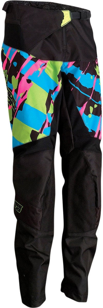 Moose Racing Agroid S22, pantalon en textile pour enfants - Noir/Vert Néon/Fuchsia Néon/Bleu Néon - 20