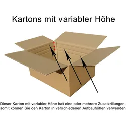 VEPATIM 34x Umzugskarton HOME+OFFICE 650x305x(200)-325mm variable Höhe 2wlg.