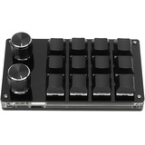 Tragbares Multifunktionales Mechanisches Gaming Keypad mit Einstellknopf, Mechanische Mini Tastatur mit 12 Tasten, Speicherfunktion, Speicherfunktion, Einstellbarer Knopf für Musikmedien(Schwarz)