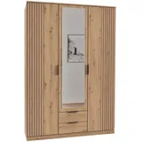 BOXXX Kleiderschrank, Eiche Artisan Metall, 4 Fächer, 2 Schubladen, 135x199x58 cm Made in Germany, Typenauswahl, umfangreiches Zubehör erhältlich, in verschiedenen Größen erhältlich, Kinder- , Jugendzimmer, Jugendmöbel, Jugendkleiderschränke