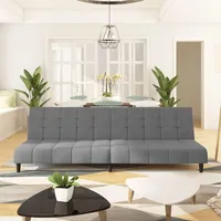 LAPOOH Schlafsofa 2-Sitzer Hellgrau Samt, Loungesofa, Sofas & Couches, Relaxsofa, Couch für Wohnzimmer, Couch Mit - 375763