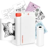 ORGBRO Mini Drucker für Smartphone, X3 Sticker Drucker Bluetooth mit 1 Rolle Aufkleber Papier, 300DPI Mini Printer Etikettendrucker Tragbarer Thermodrucker für Studie Notizen & Fotos, Weiß