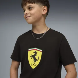 Puma T-Shirt "Scuderia Ferrari Coloured Shield T-Shirt Jugendliche", Jungen, Gr. 140, schwarz, Obermaterial: 100% Baumwolle. Rippe: 25% Polyester, 75% Baumwolle, clean, regular fit, Rundhals, Shirts T-Shirt