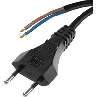 EMOS Euro-Zuleitung 3m, Netzkabel, Anschlusskabel schwarz/Verbindungskabel für Haushaltsgeräte mit Euro-Stecker, 2X 0,75 mm, H03VVH2-F Kunststoffkabel