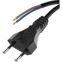 EMOS Euro-Zuleitung 3m, Netzkabel, Anschlusskabel schwarz/Verbindungskabel für Haushaltsgeräte mit Euro-Stecker, 2X 0,75 mm, H03VVH2-F Kunststoffkabel