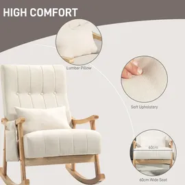 Homcom Schaukelsessel mit Lendenkissen Polyester 70 x 90 x 80 cm Beige