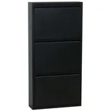 VCM ebuy24 Schuhschrank mit 3 Klappen/Türen in Metall Schwarz