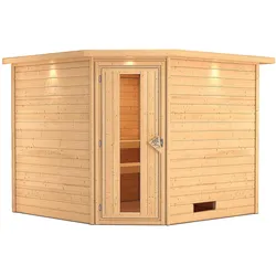 Karibu Woodfeeling Sauna Leona - 38 mm -inkl. Dachkranz- Energiesparende Saunatür