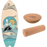 F2 Set Balance Board Surfer 76x28cm + Halbkugel und Korkrolle