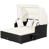 KOMFOTTEU Gartenstuhl, Doppelliege Gartensofa mit faltbarem Sonnendach braun