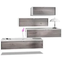 Vladon Wohnwand, Silbereichen, Holzwerkstoff, 210x170x37 cm, Wohnzimmer, Wohnwände, Wohnwand-Sets