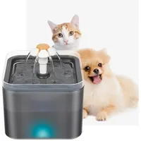 Gontence Trinkbrunnen 2L Hund LED Trinkautomat, Katzen Wasserspender leise grau