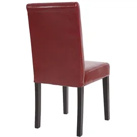 Mendler 2er-Set Esszimmerstuhl Stuhl Küchenstuhl Littau ~ Kunstleder, rot-braun, dunkle Beine