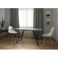 Möbelcenter Löhne Esstisch LIFE 120-160x80 cm / Metallfüße schwarz/ Tischplatte Weiß Hochglanz / Betonoptik / Eiche Artisan grau