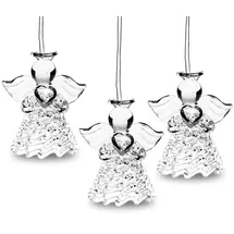 SIKORA BS401 Engel Christbaumschmuck Glas Figur Weihnachtsbaum Anhänger 3er Set