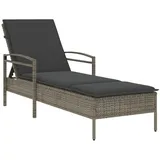 vidaXL Sonnenliege mit Auflage Grau 63x200x81 cm Poly Rattan