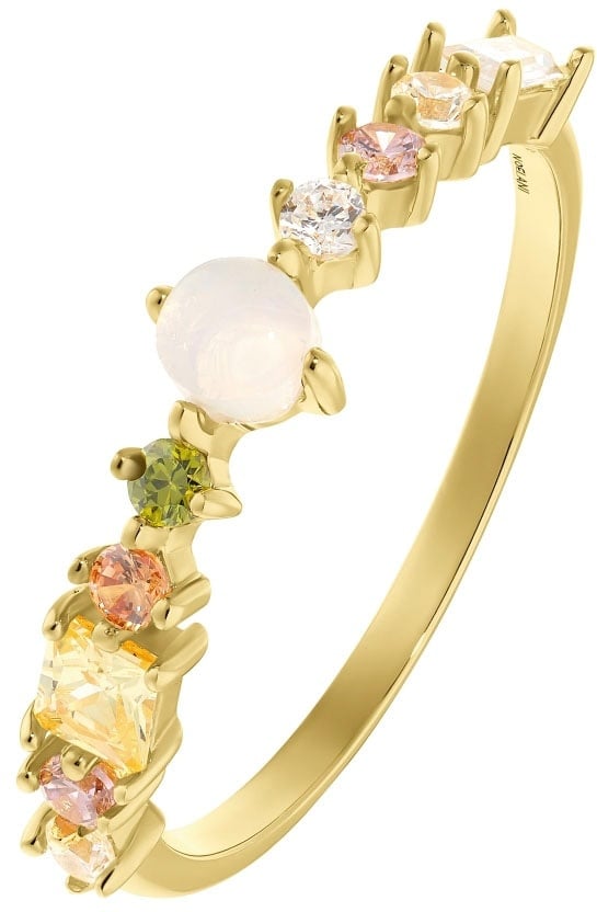 Noelani Fingerring »Colorful Stones, 2036067/-68/-69, 20360677/-68/-69, 20360677-687-69«, mit Zirkonia Noelani goldfarben-kristallweß-hellgrün-rosa + kristallweß-hellgrün-rosa 54