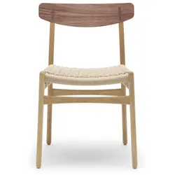 Carl Hansen - CH23 Chair, Eiche geölt / Walnuss geölt / Naturgeflecht (Abdeckkappe Walnuss)