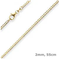 Schmuck Krone Goldkette 2mm Panzerkette weit aus 585 Gelbgold 55cm, Gold 585 goldfarben