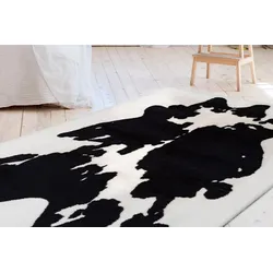Bruno Banani Hochflor-Teppich »Makayla«, rechteckig, 30 mm Höhe, Kuhfell-Muster, Kunstfell, weicher Flor Bruno Banani schwarz B: 160 cm   1 St.