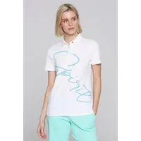 Soccx Damen Pikee-Poloshirt, Modischer Wording Print, Baumwolle, Opticwhite, XXL