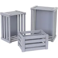 MCW Holzkiste C56 3er-Set Grau Shabby