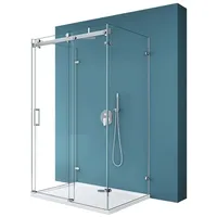 mai & mai U-Form Komplettdusche mit Schiebetür 120 x 70 cm transparent Klarglas inkl. Duschwanne R17-2UK
