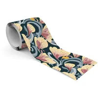 Muralo - Selbstklebende Bordüre - Tapetenbordüre Wandbördure - Dekorative Wandtatto für Wände, Möbel, Decken, Tapeten, Wandverkleidungen, Türen - Abstrakte Blumen - Br.10cm x Hö.300cm