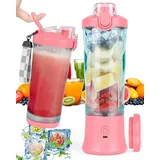 ® Mixer Smoothie Maker 600ml Tragbarer Mixer für Smoothies und Shakes mit 6 K...