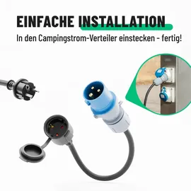 greate. CEE Camping Stecker auf Schuko Kupplung - 2er Pack