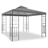 habeig Pavillon WASSERDICHTER Pavillion Romantika 3x3m Metall inkl. Dach wasserfest, (inkl. Dach und Gestell), 100% wasserdicht grau