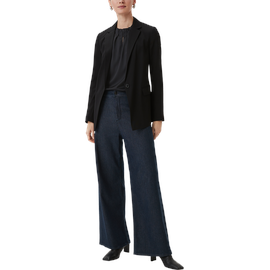 Comma, comma Satinbluse mit Raffung schwarz 38