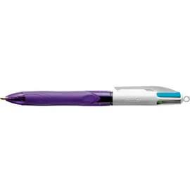 BIC 4-Farben-Kugelschreiber 4 Colours GRIP Fashion lila/weiß, Schreibfarbe: hellgrün, rosa, violett, türkis, 1 St.